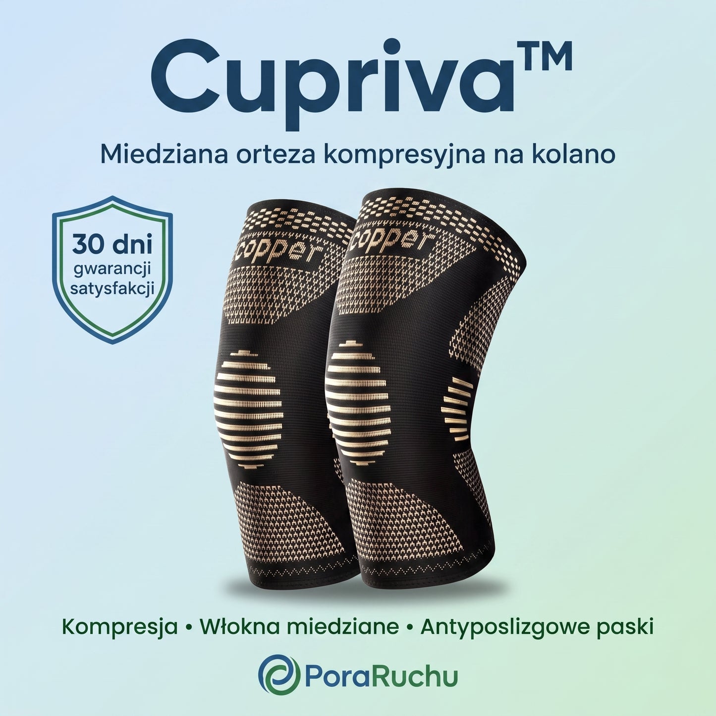 Cupriva™ - miedziana orteza kompresyjna na kolano