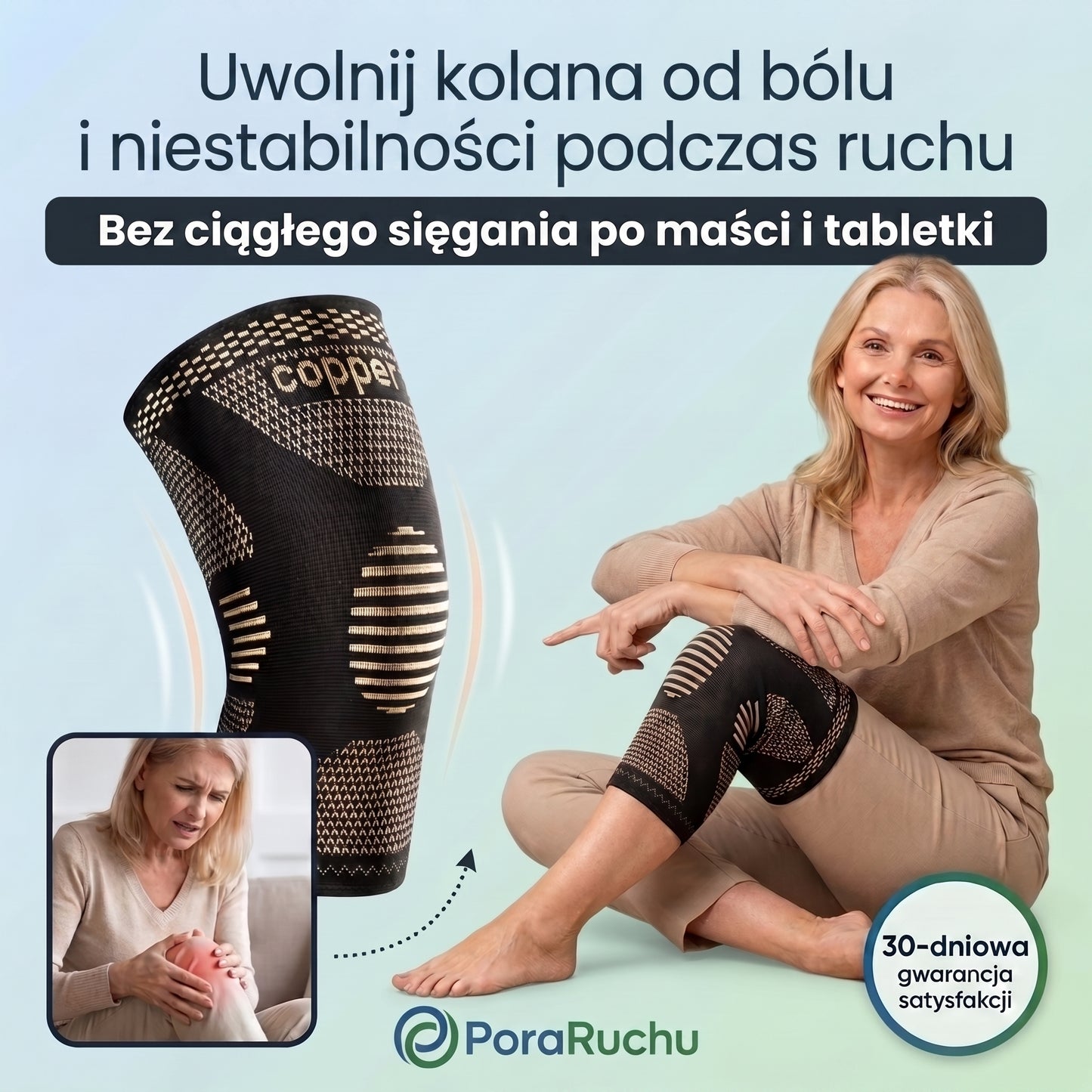 Cupriva™ - miedziana orteza kompresyjna na kolano